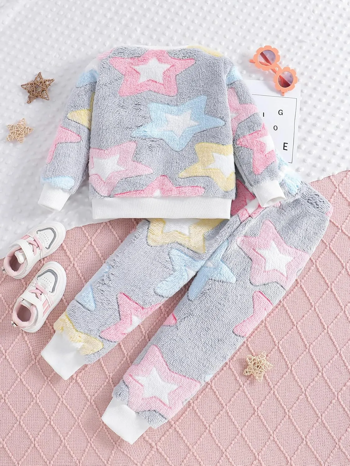 Toddler Girls Clothes 2Pcs Cute Printed Pullover Sweatshirts and Pant Fall Winter Outfit Tracksuits