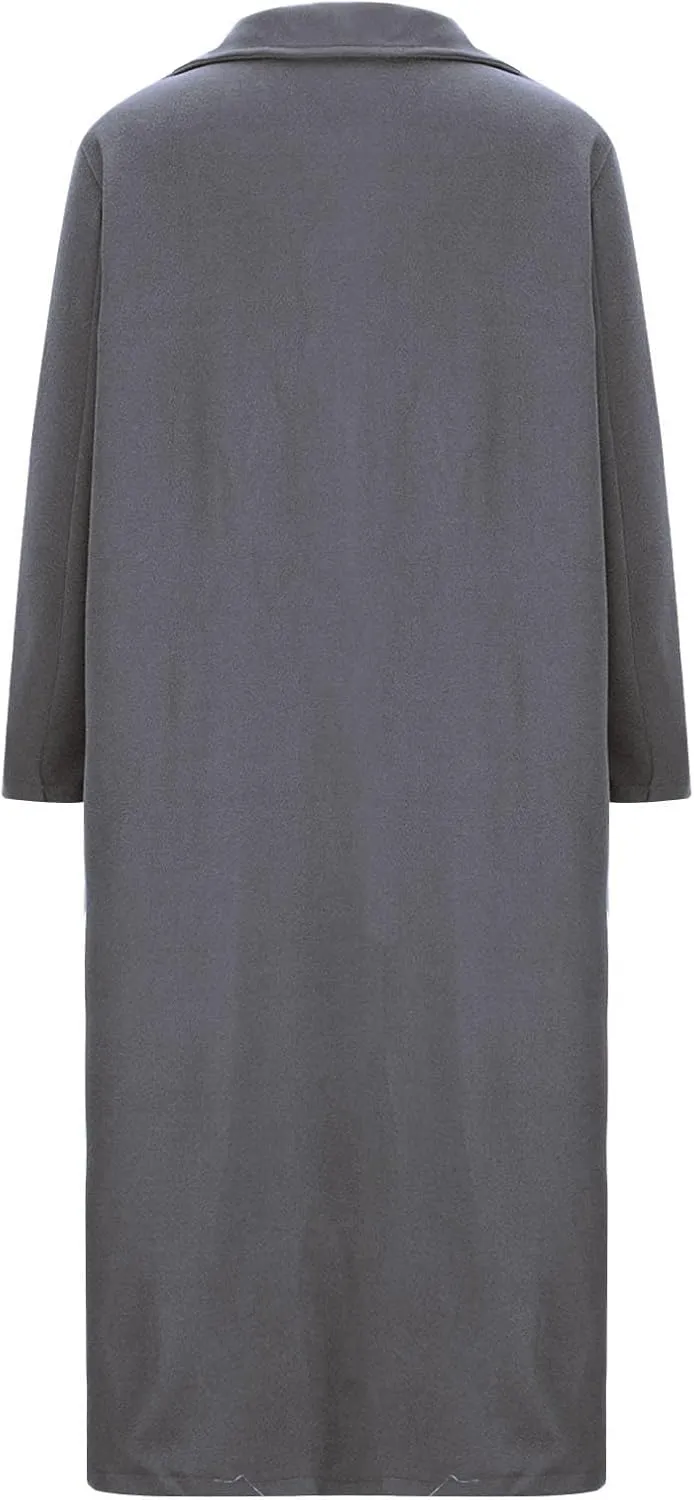 Trench Coats for Women Plus Size Overcoats Fashion Notched Collar Long Cardigan Oversized Button Jackets with Pockets