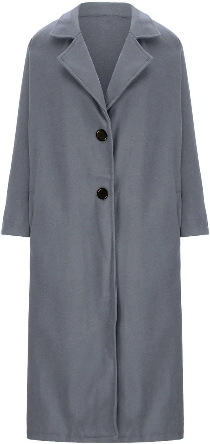 Trench Coats for Women Plus Size Overcoats Fashion Notched Collar Long Cardigan Oversized Button Jackets with Pockets