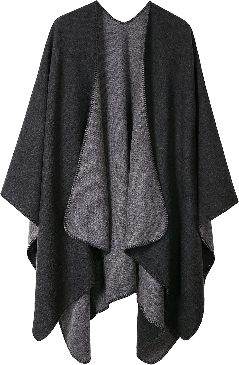Urban CoCo Women's Color Block Shawl Wrap Open Front Poncho Cape