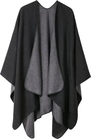 Urban CoCo Women's Color Block Shawl Wrap Open Front Poncho Cape