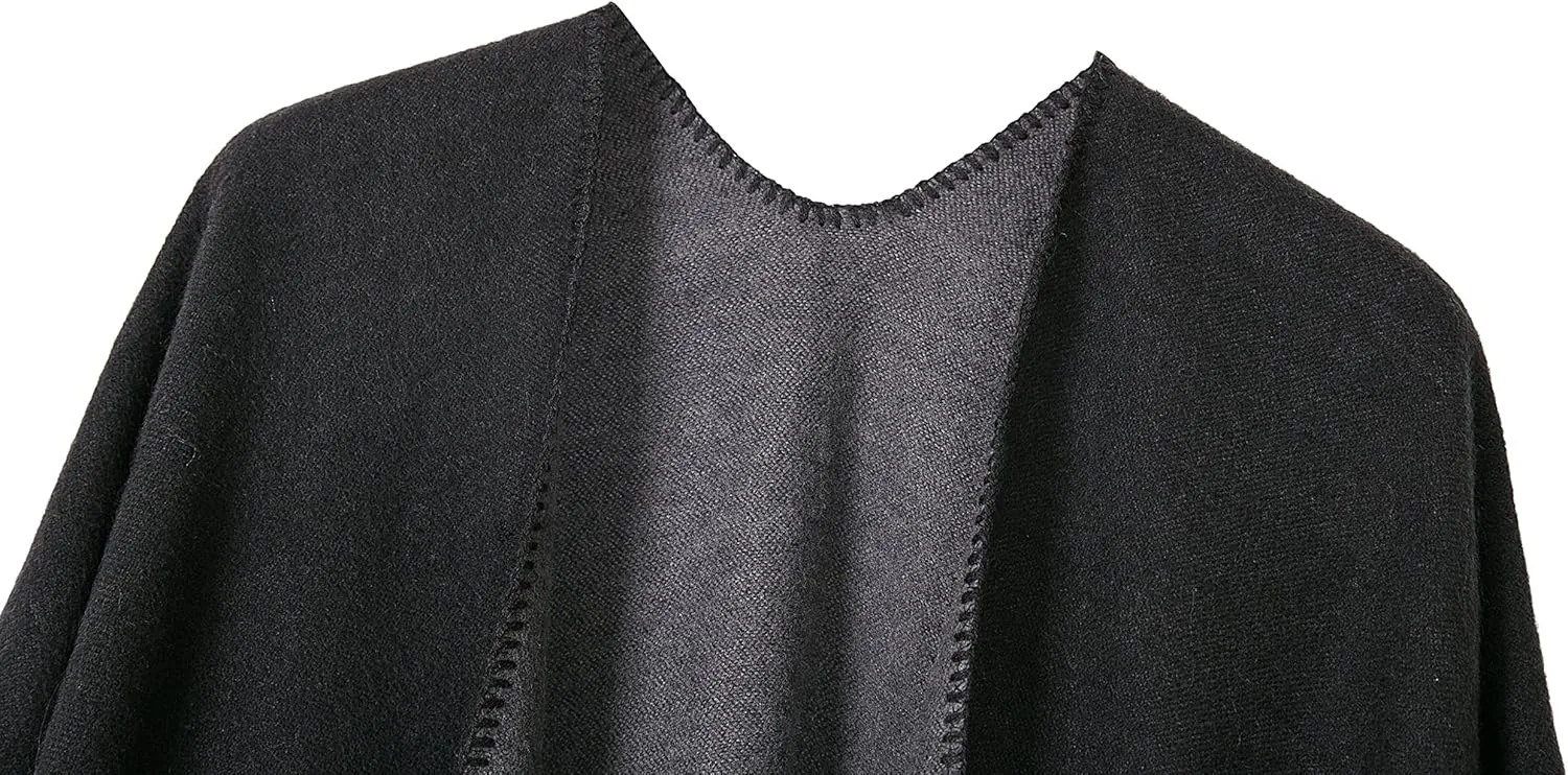Urban CoCo Women's Color Block Shawl Wrap Open Front Poncho Cape