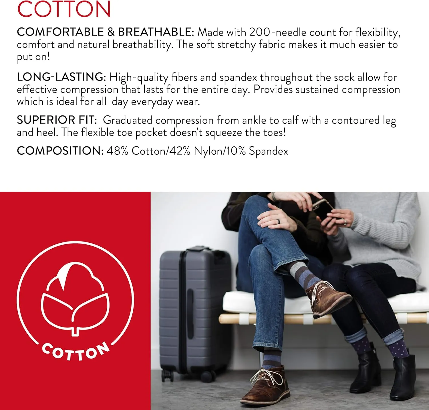 VIM & VIGR Cotton 15-20 mmHg Graduated Compression Socks for Women & Men (Black Solid, Medium/Large Wide Calf (5))