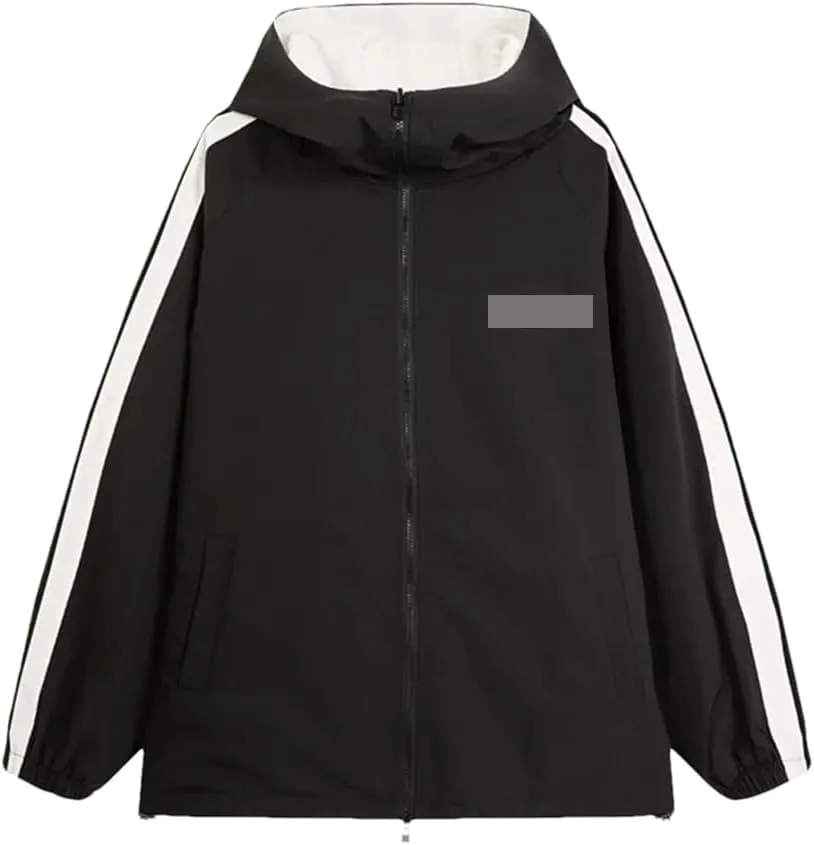 Vsadsau Hooded Jackets Men Spring Hip Hop Two Side Wear Coat Streetwear Loose Casual Jackets