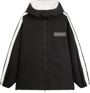 Vsadsau Hooded Jackets Men Spring Hip Hop Two Side Wear Coat Streetwear Loose Casual Jackets