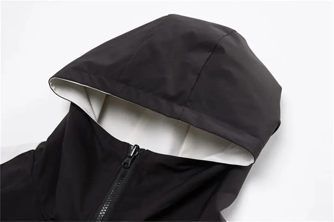 Vsadsau Hooded Jackets Men Spring Hip Hop Two Side Wear Coat Streetwear Loose Casual Jackets