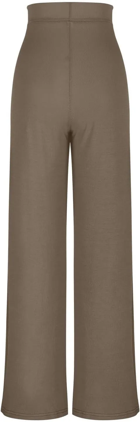 Wide Leg Yoag Pants for Women Slim Fit High Waisted Fleece Linen Leggings Tummy Control Soft Athletic Sweatpants