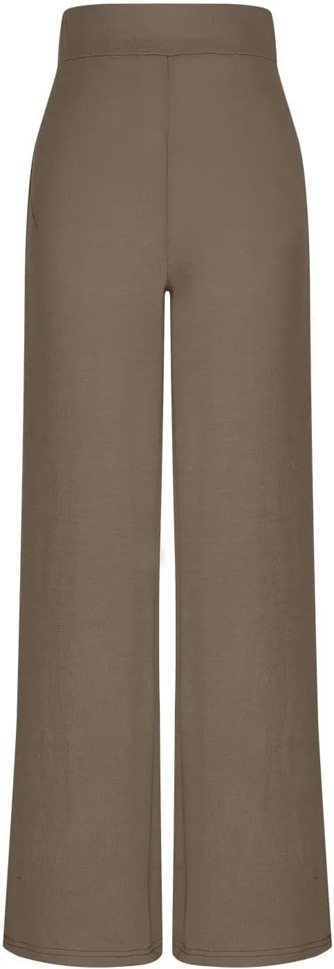 Wide Leg Yoag Pants for Women Slim Fit High Waisted Fleece Linen Leggings Tummy Control Soft Athletic Sweatpants