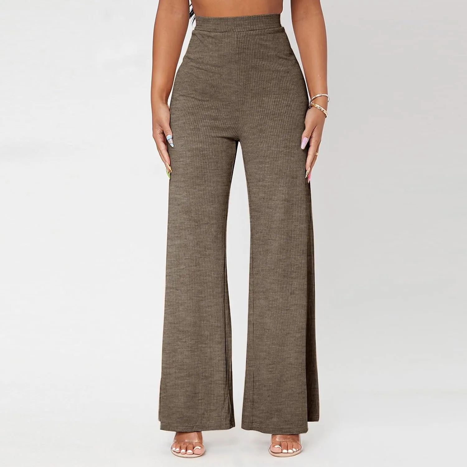 Wide Leg Yoag Pants for Women Slim Fit High Waisted Fleece Linen Leggings Tummy Control Soft Athletic Sweatpants