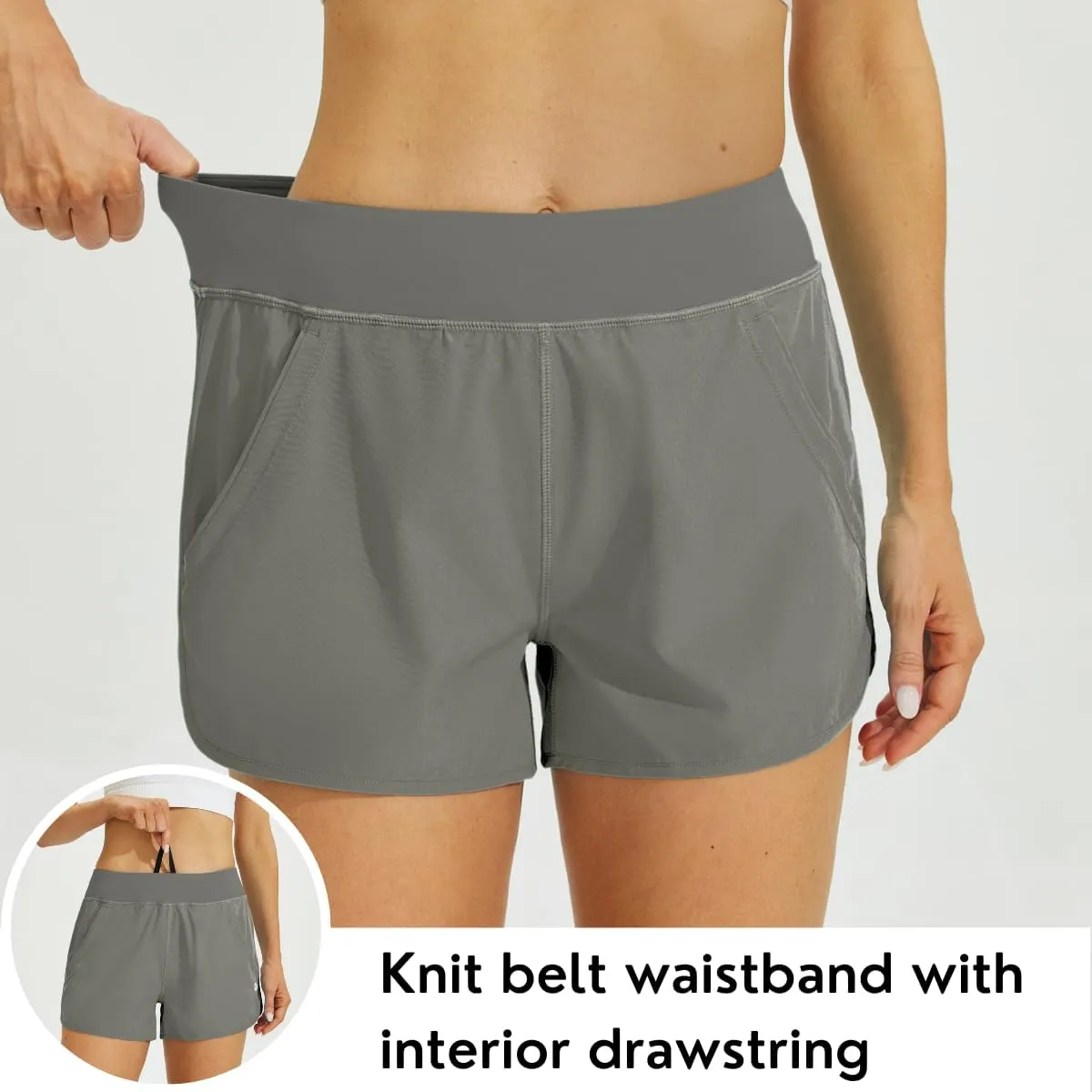 Willit Women's 3" Swim Board Shorts Swimming Bottoms with Brief Liner Quick Dry UPF 50 