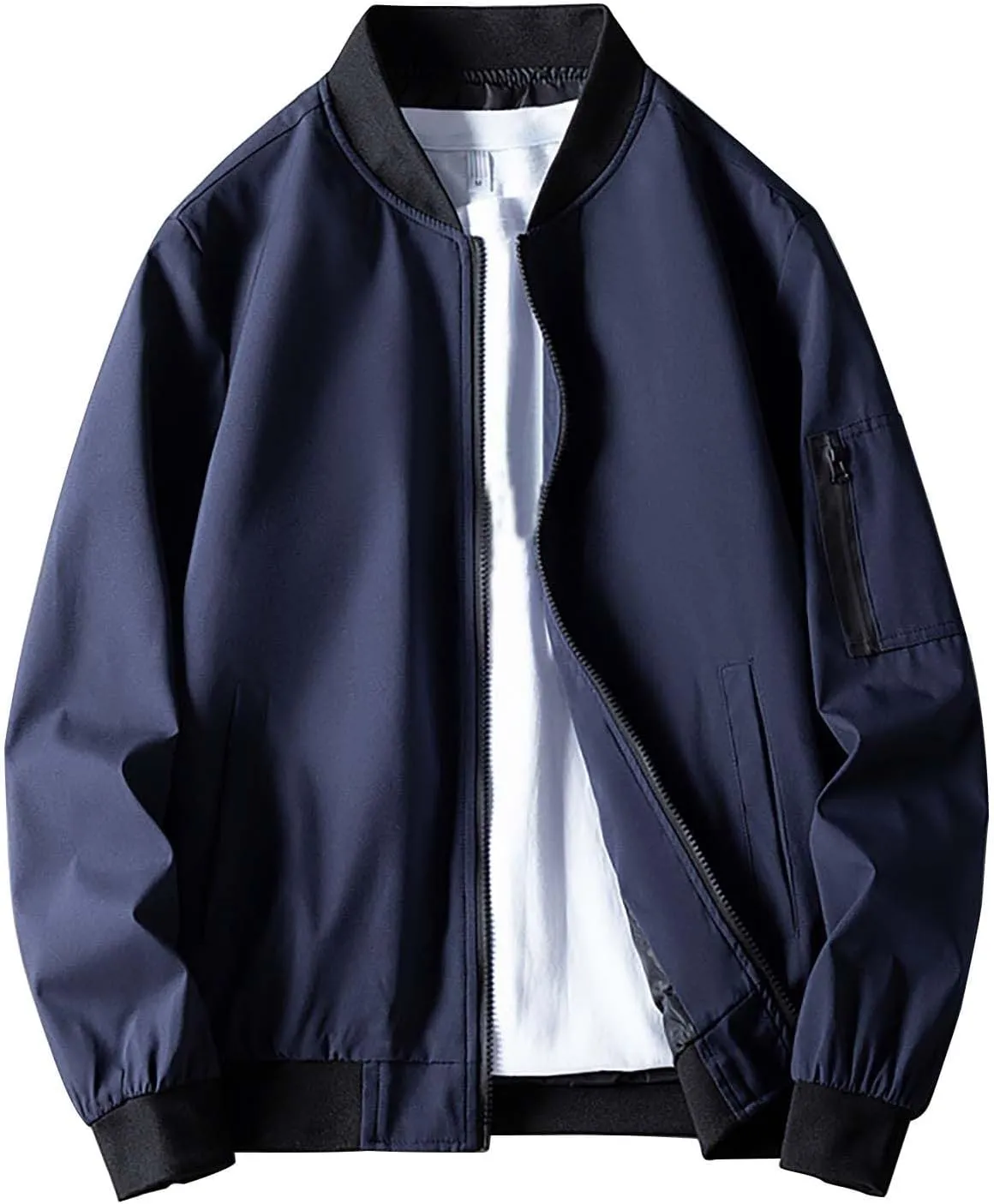 Windbreaker Bomber Zip Up Coat with Pocket Handsome Pilot Zip Fx Standing Jacket Jackets Casual Summer Windbreaker