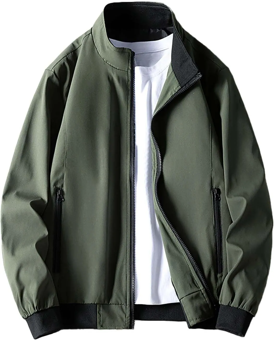Windbreaker Bomber Zip Up Coat with Pocket Handsome Pilot Zip Fx Standing Jacket Jackets Casual Summer Windbreaker