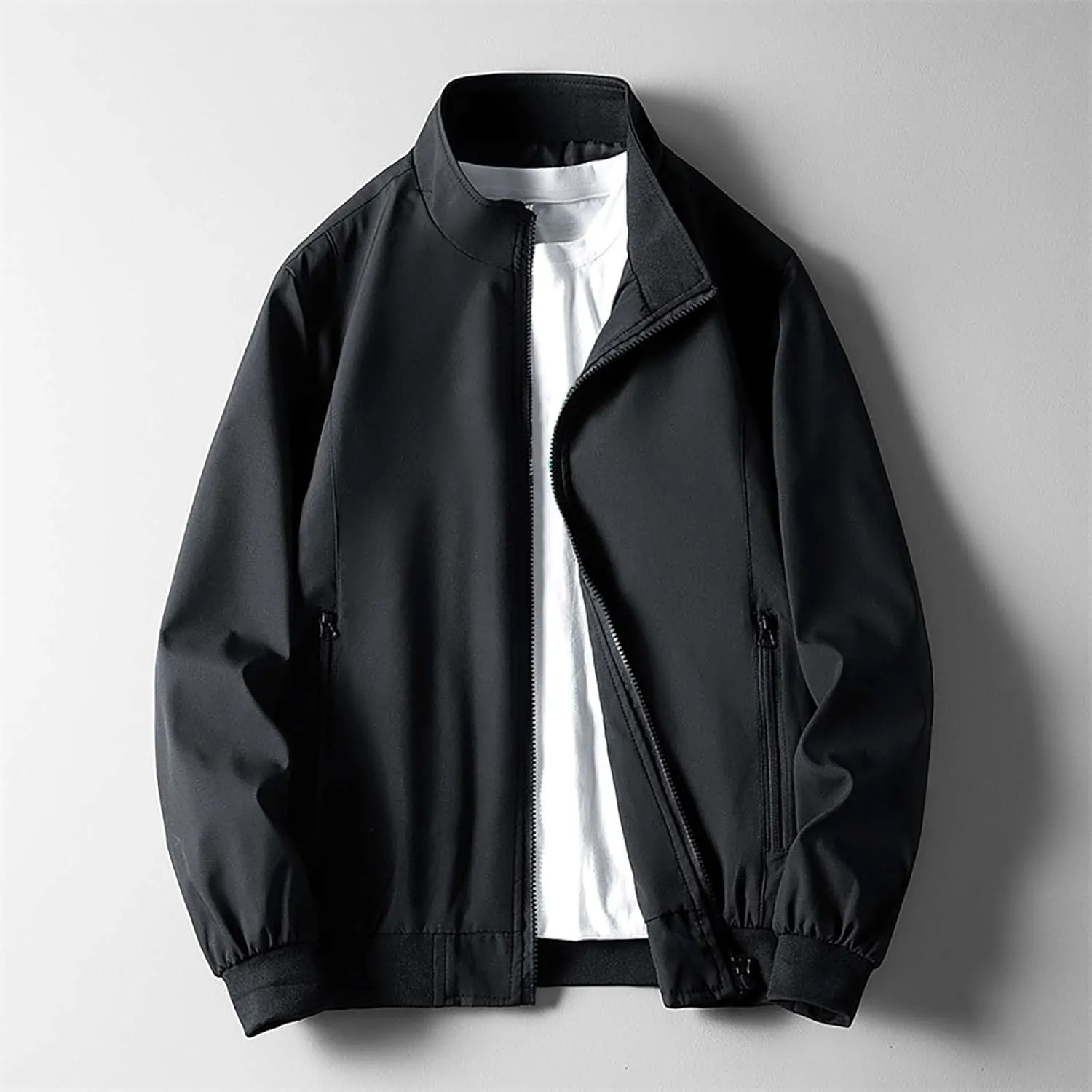Windbreaker Bomber Zip Up Coat with Pocket Handsome Pilot Zip Fx Standing Jacket Jackets Casual Summer Windbreaker