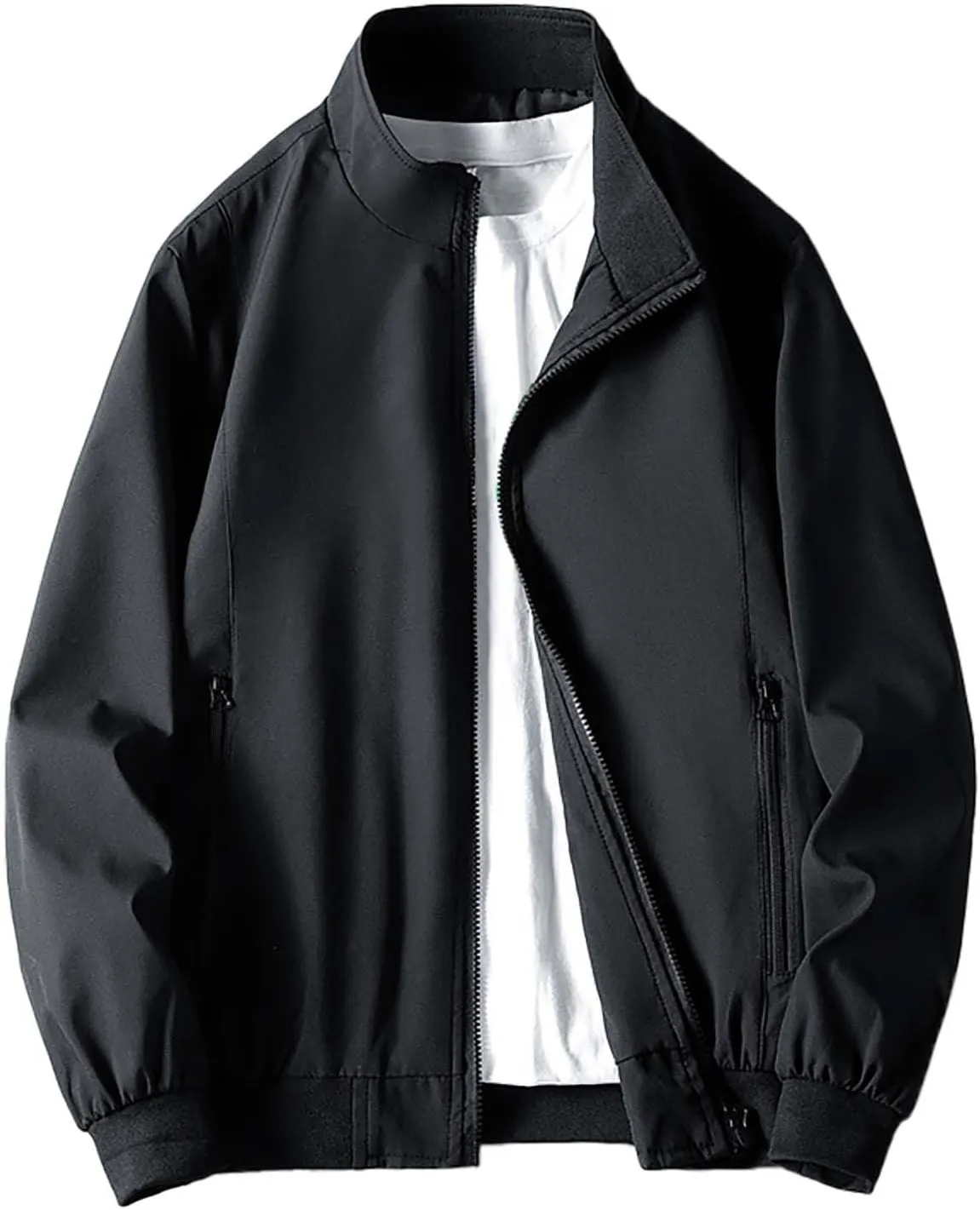 Windbreaker Bomber Zip Up Coat with Pocket Handsome Pilot Zip Fx Standing Jacket Jackets Casual Summer Windbreaker