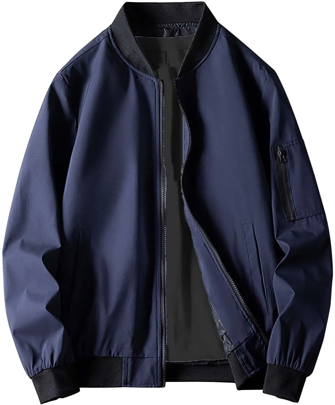 Windbreaker Bomber Zip Up Coat with Pocket Handsome Pilot Zip Fx Standing Jacket Jackets Casual Summer Windbreaker