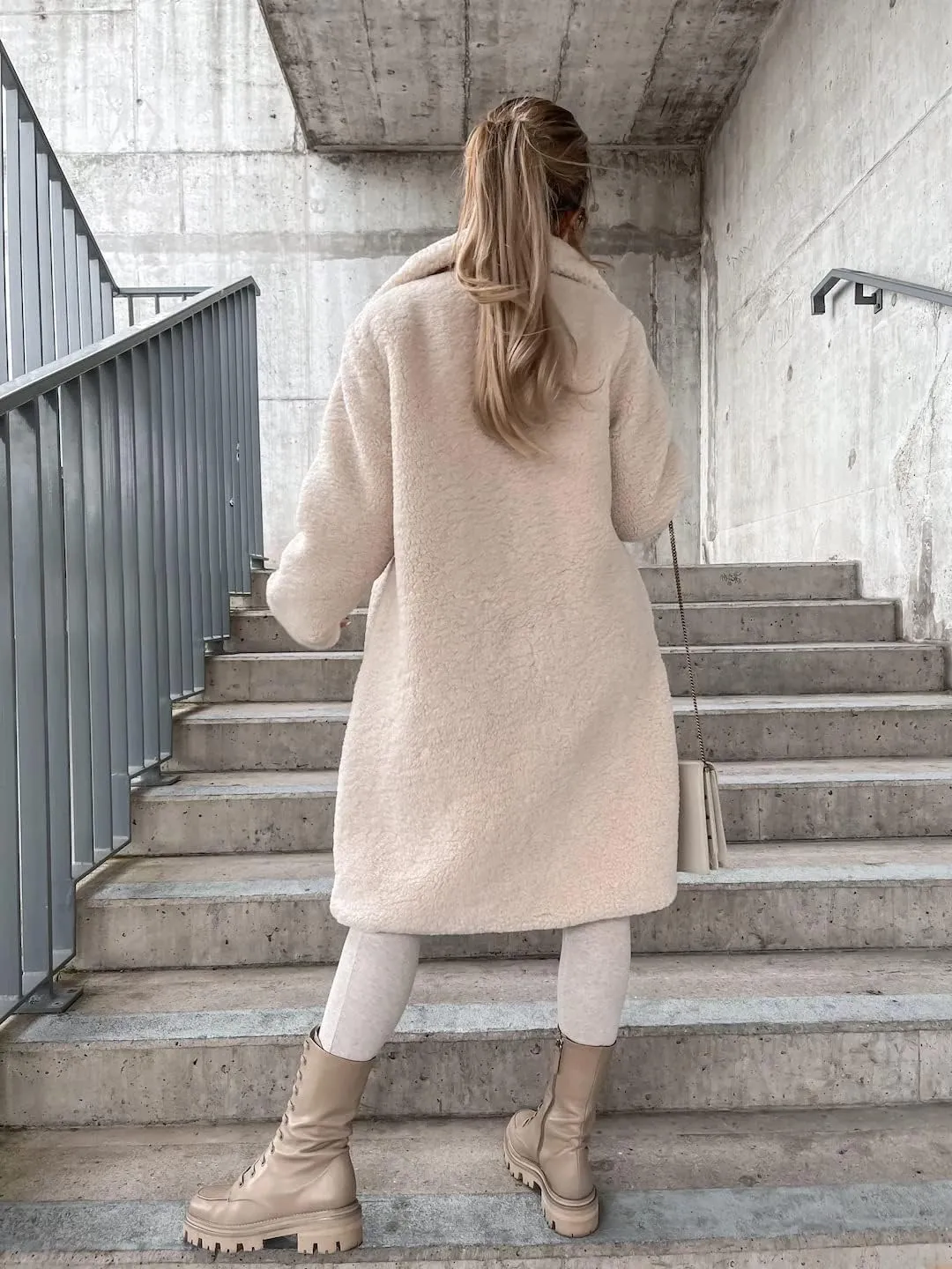 Winter Coats for Women Fuzzy Fleece Long Shacket Jackets Oversized Fashion Lapel Open Front Cardigan Warm Outwear