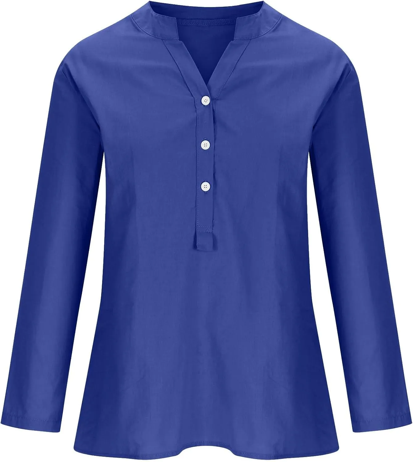 Women Button Up Shirts V Neck Long Sleeve Cotton Linen Summer Casual Fashion Blouse Tops Loose Tshirts