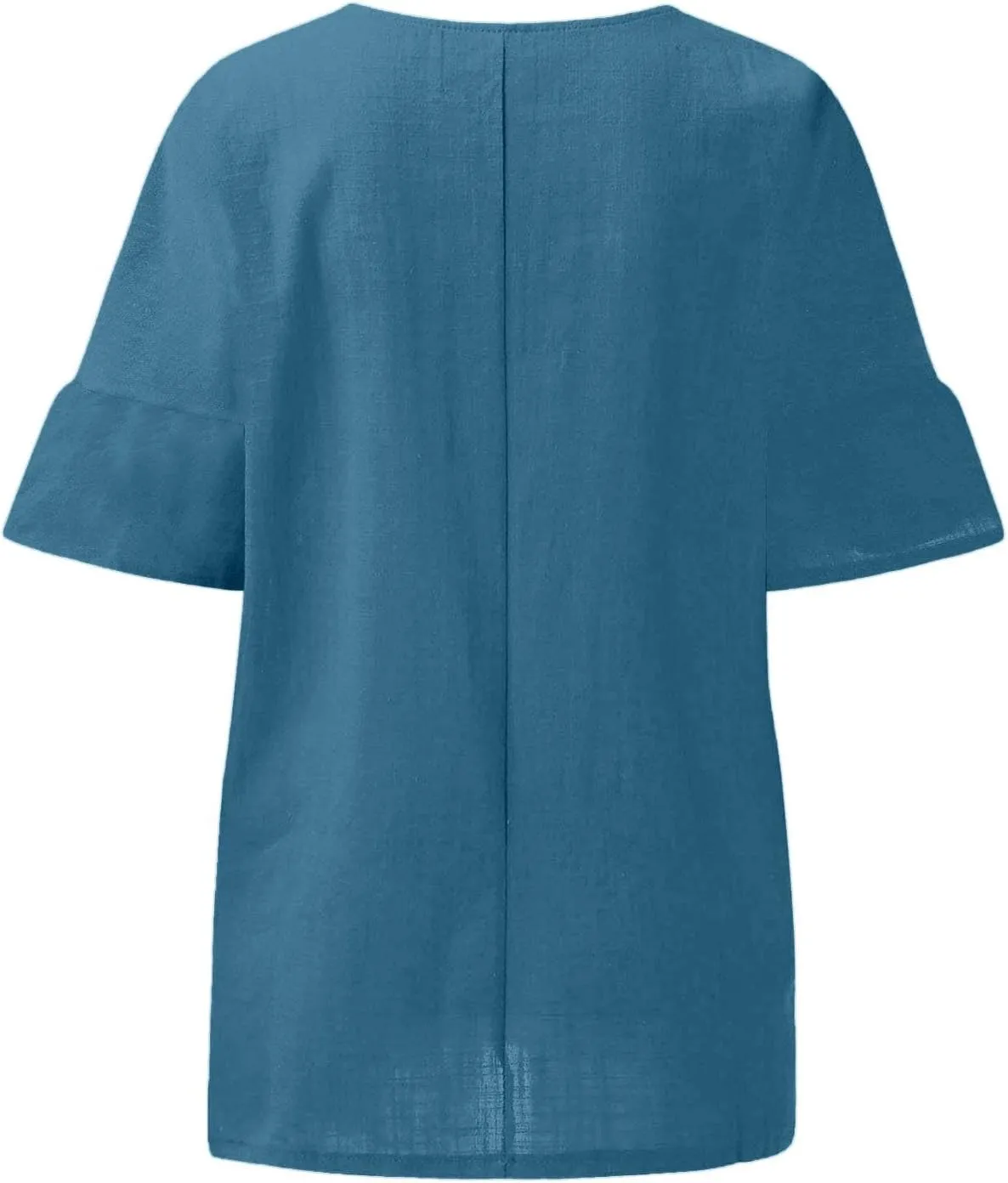 Women Button Up Shirts V-Neck Long Sleeve Linen Summer Casual Dressy Blouse Top Loose Fit T-Shirt