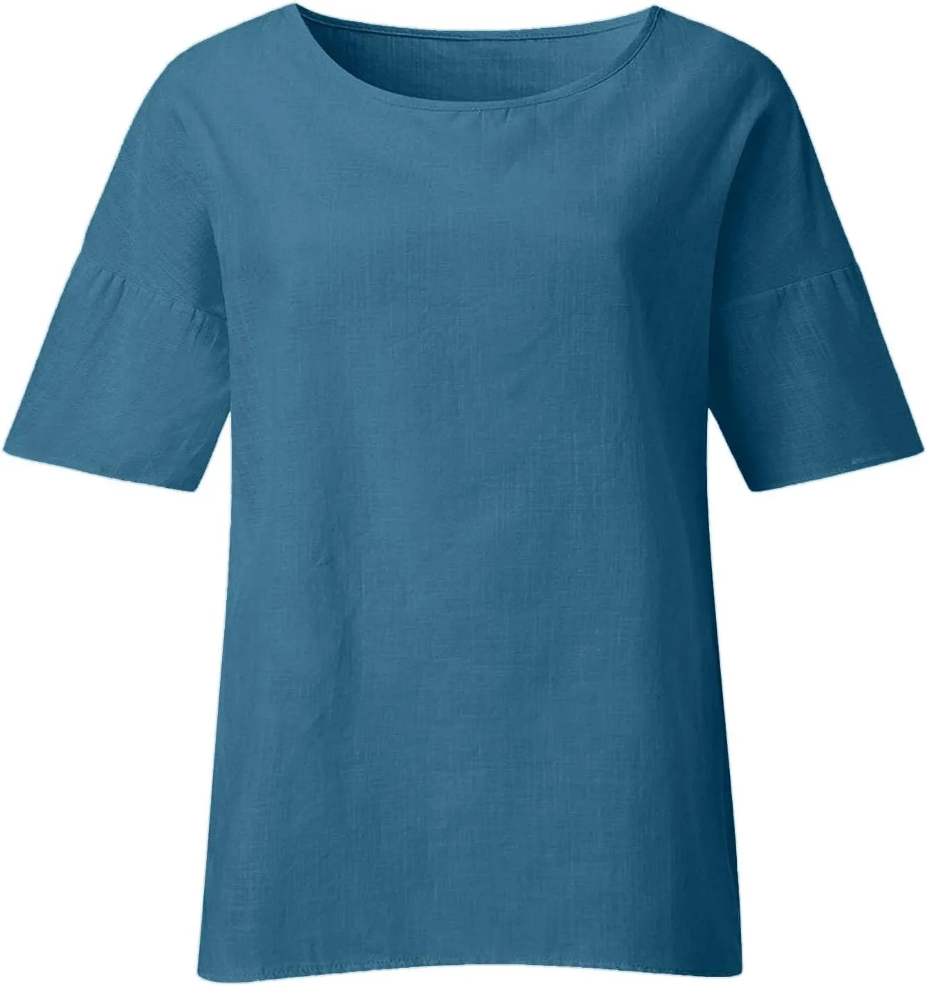 Women Button Up Shirts V-Neck Long Sleeve Linen Summer Casual Dressy Blouse Top Loose Fit T-Shirt