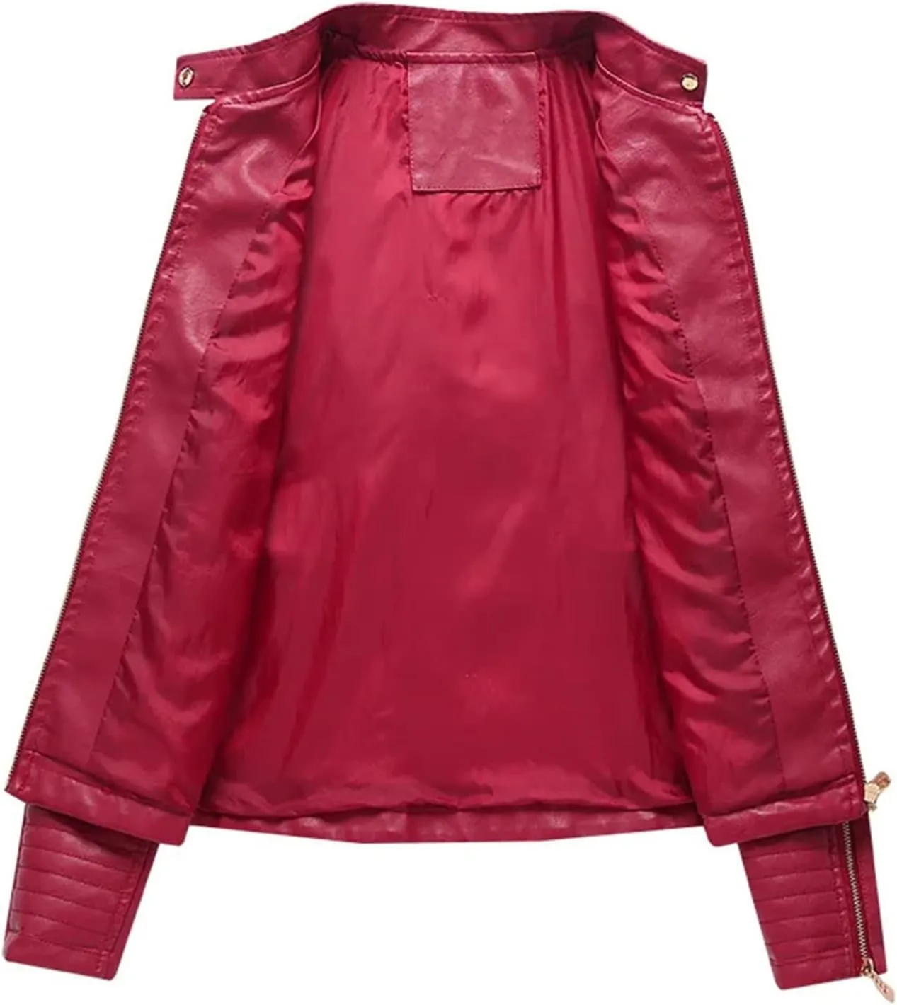 Women Faux Leather Jacket Spring Autumn Motorcycle Jacket Moto Biker Zipper Black Coat