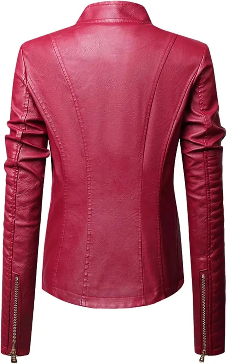 Women Faux Leather Jacket Spring Autumn Motorcycle Jacket Moto Biker Zipper Black Coat