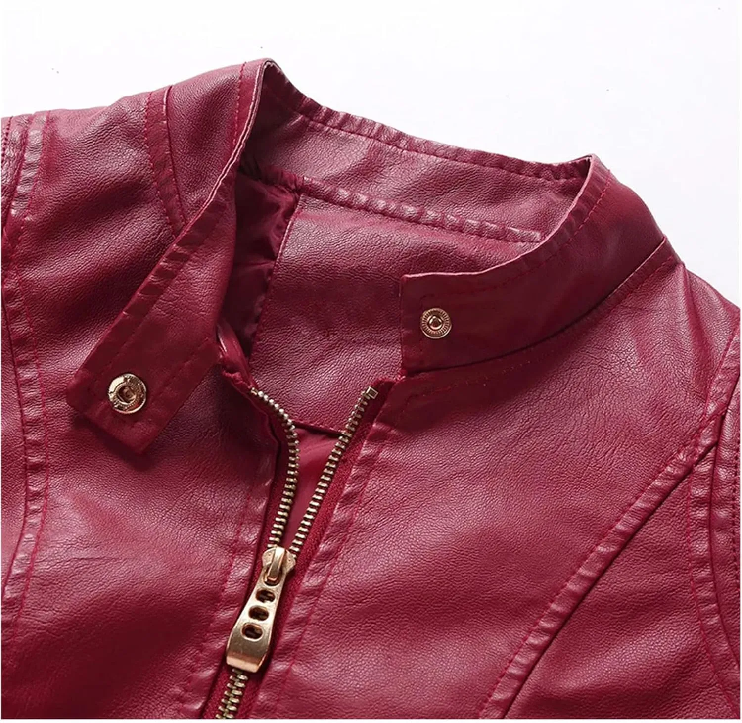 Women Faux Leather Jacket Spring Autumn Motorcycle Jacket Moto Biker Zipper Black Coat