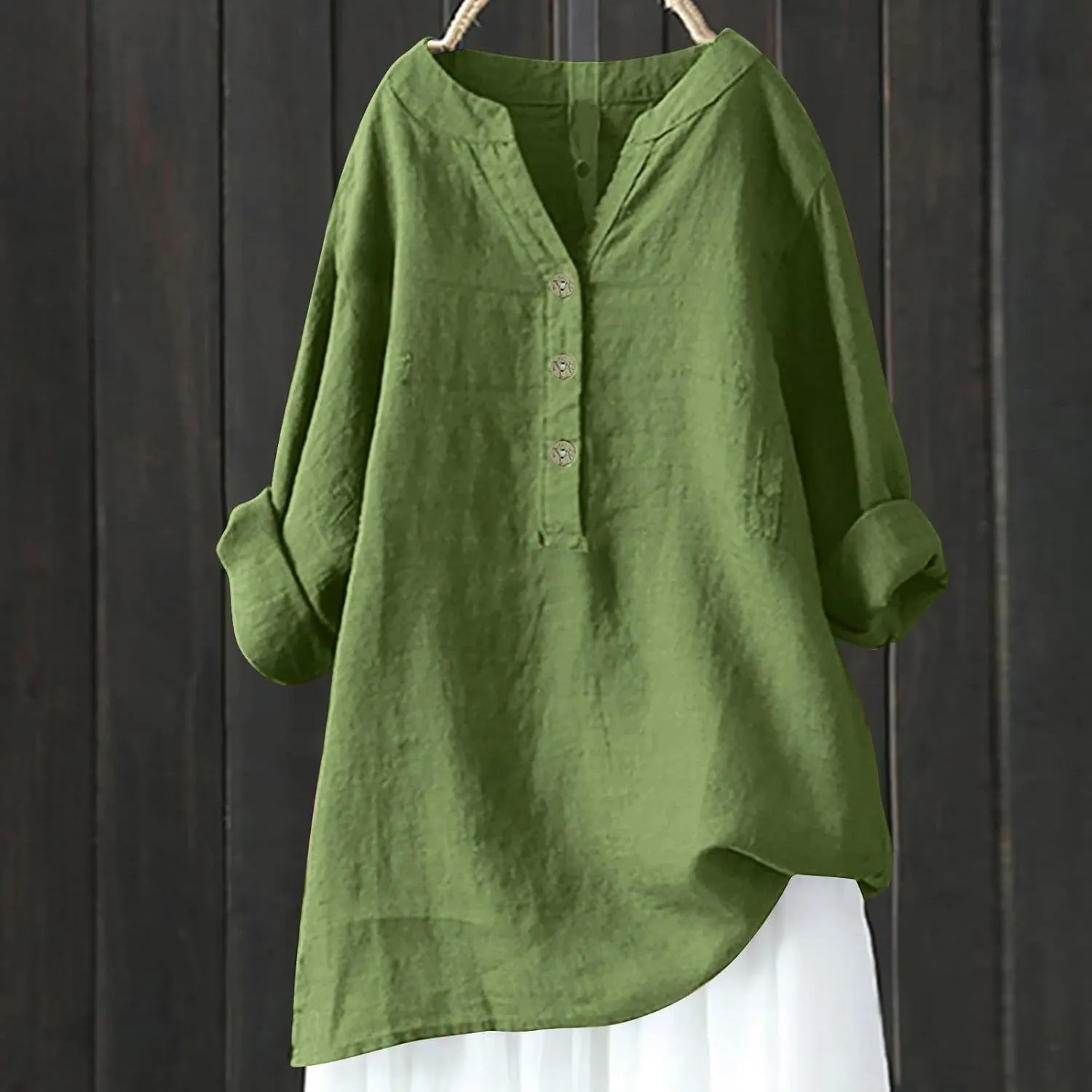 Women Linen Shirts V-Neck Button Blouses Embroidery 2025 Summer Tshirt Short Sleeve Loose T Shirts