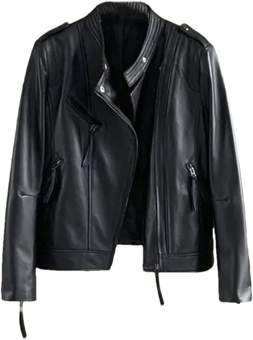 Women Oil Wax Sheepskin Jacket Spring Short Stand Collar Office Work Coat Vintage Moto Biker Genuine Leather Jacket