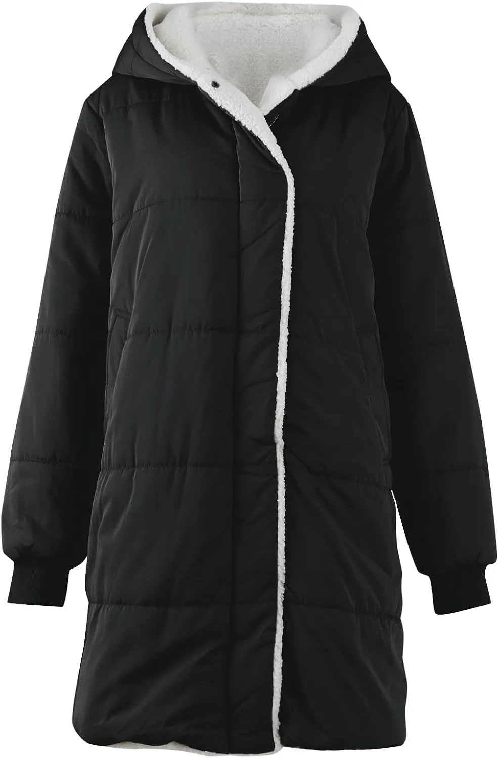 Women Puffer Jacket Fall Winter Fashion Warm Quilted Long Hooded Padded Bubble Hooded Coat Warm Long Jacket Parka