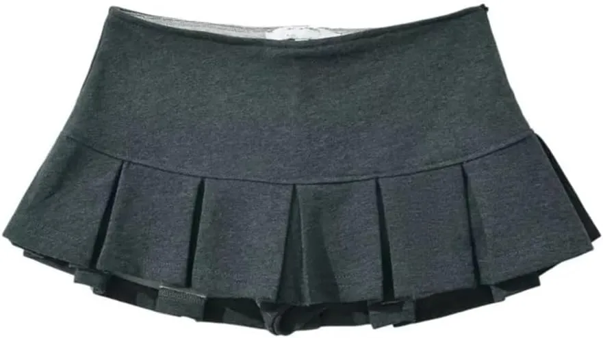 Women Spring Extreme Short Pleated Skirt Low Rise Thin Style Bottoms Mini Short Skirt