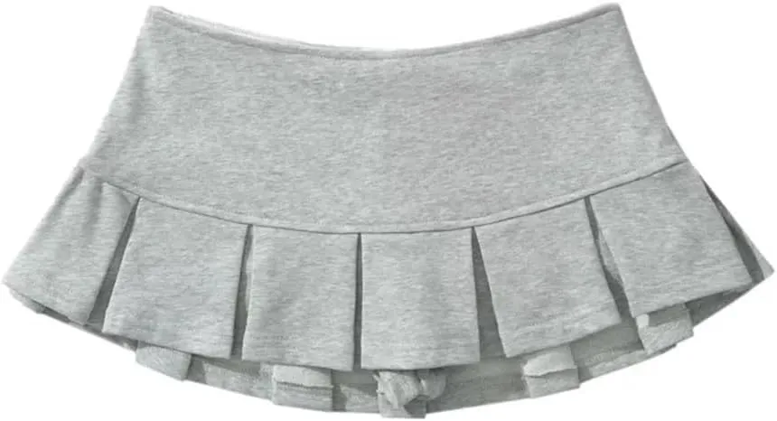 Women Spring Extreme Short Pleated Skirt Low Rise Thin Style Bottoms Mini Short Skirt