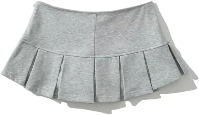 Women Spring Extreme Short Pleated Skirt Low Rise Thin Style Bottoms Mini Short Skirt