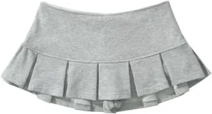 Women Spring Extreme Short Pleated Skirt Low Rise Thin Style Bottoms Mini Short Skirt