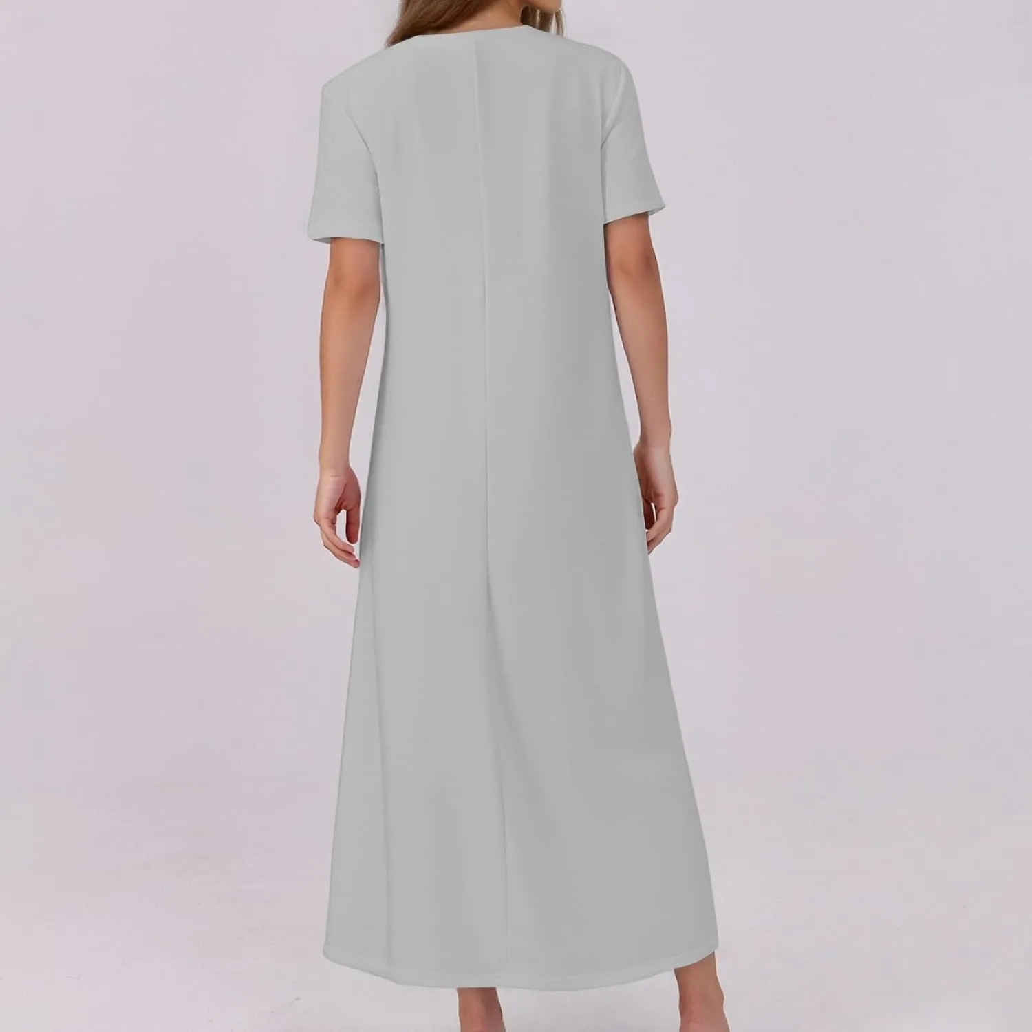 Women Summer Casual Short Sleeve Maxi Dress Button Fit Flare A-Line Flowy Long Shirt Dresses 2025 Beach Outfits