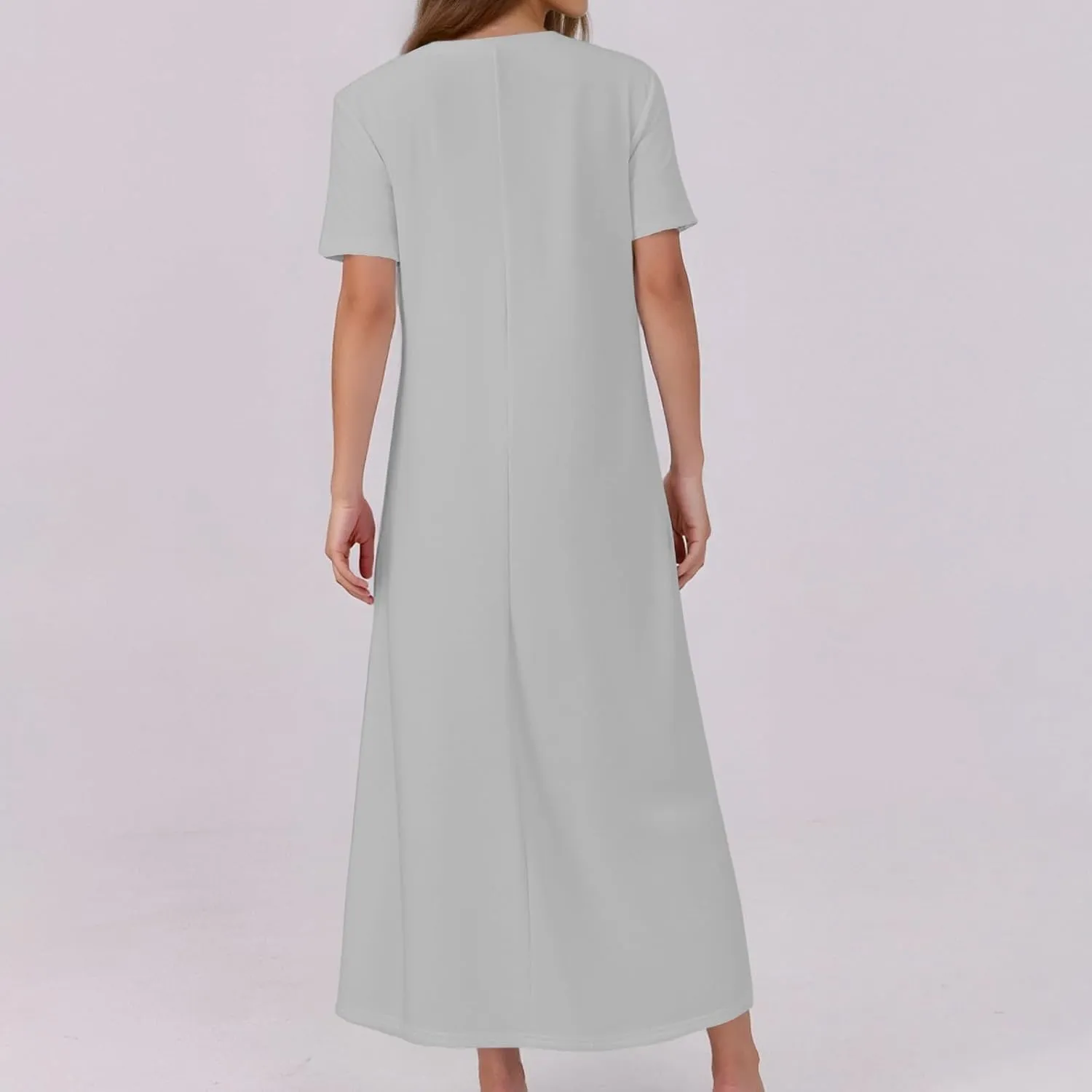 Women Summer Casual Short Sleeve Maxi Dress Button Fit Flare A-Line Flowy Long Shirt Dresses 2025 Beach Outfits