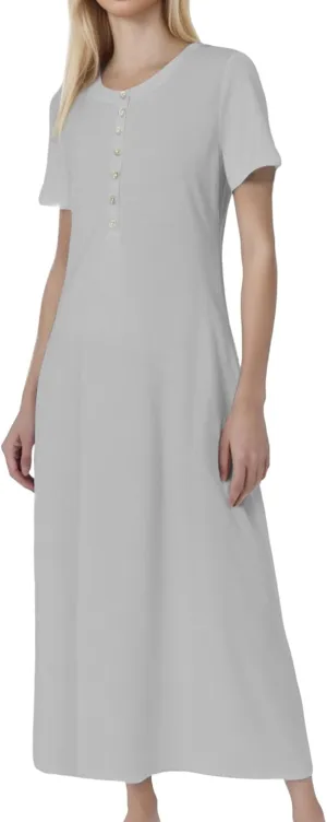 Women Summer Casual Short Sleeve Maxi Dress Button Fit Flare A-Line Flowy Long Shirt Dresses 2025 Beach Outfits