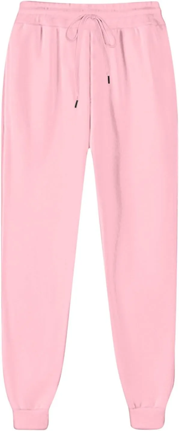Women Sweatpants Lounge High Waisted Jogger Sweat Pants Baggy Drawstring Elastic Straight Leg Bottoms Trousers