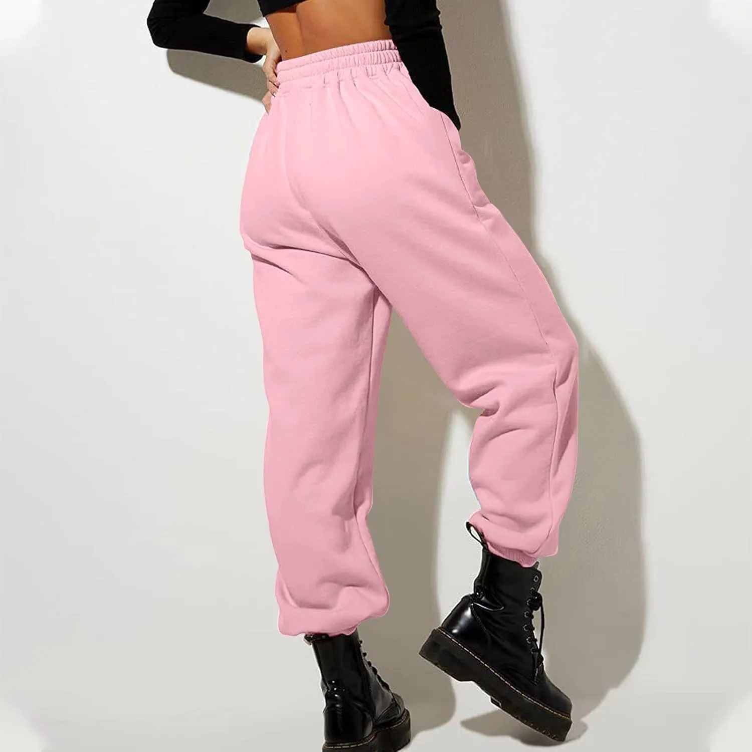 Women Sweatpants Lounge High Waisted Jogger Sweat Pants Baggy Drawstring Elastic Straight Leg Bottoms Trousers