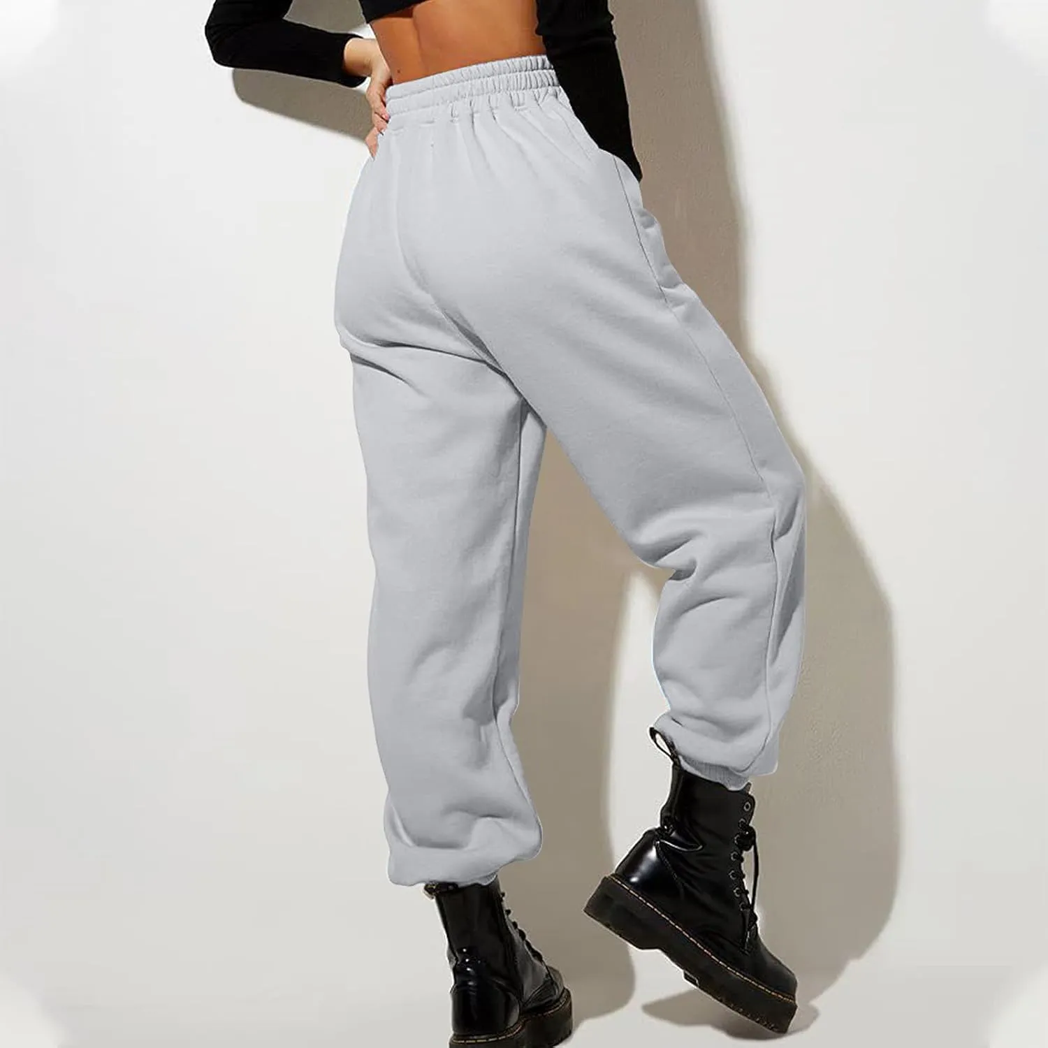 Women Sweatpants Lounge High Waisted Jogger Sweat Pants Baggy Drawstring Elastic Straight Leg Bottoms Trousers