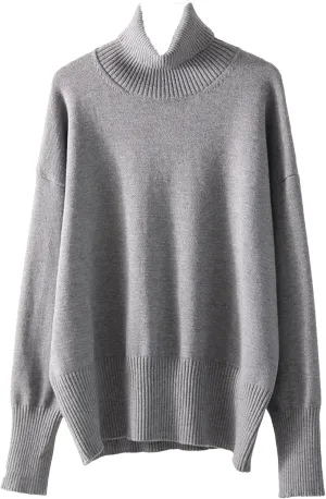 Women Turtleneck Casual Sweaters Oversize Knit Jumpers Winter Warm Thick Sweater