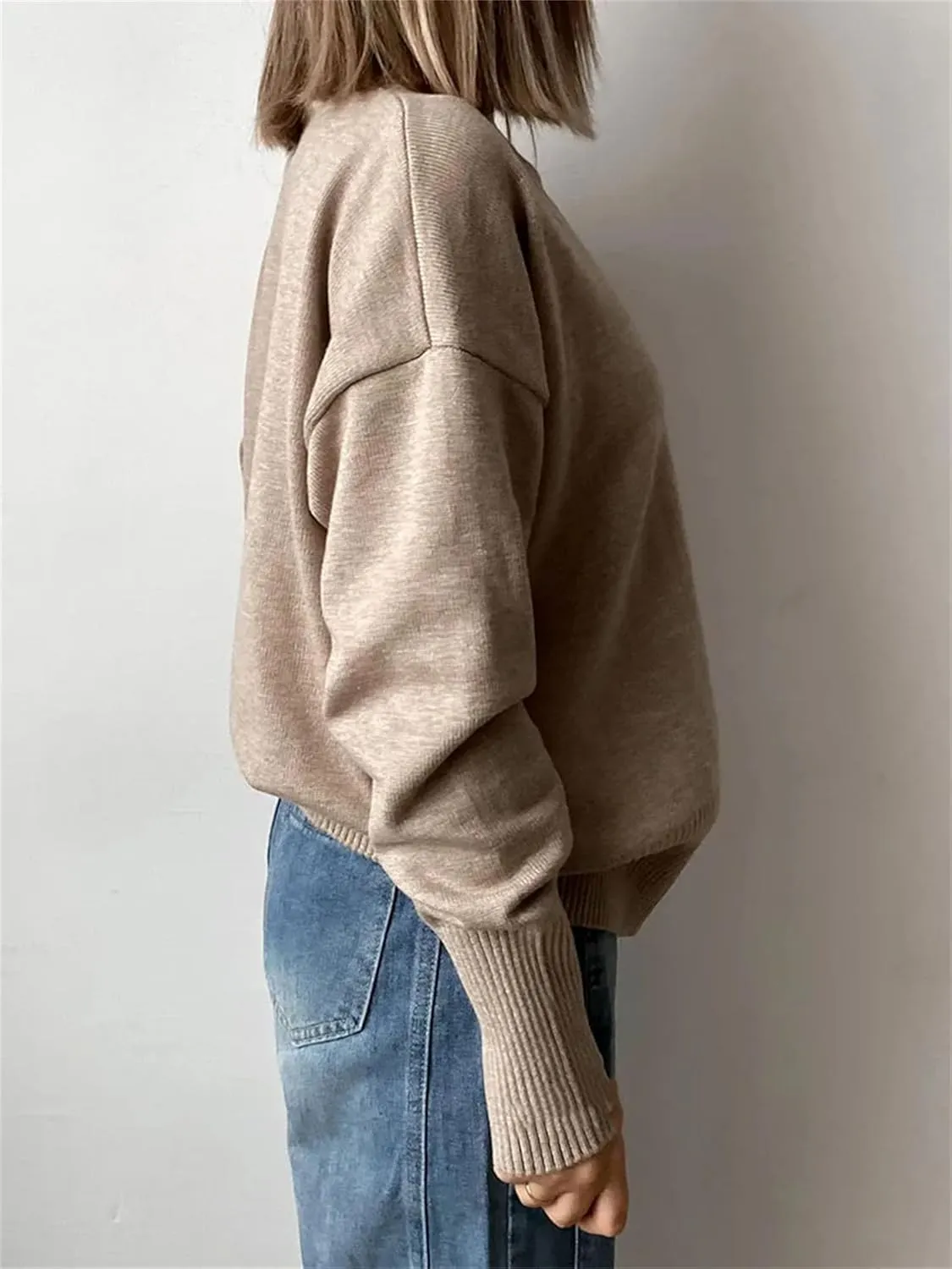 Women Turtleneck Casual Sweaters Oversize Knit Jumpers Winter Warm Thick Sweater