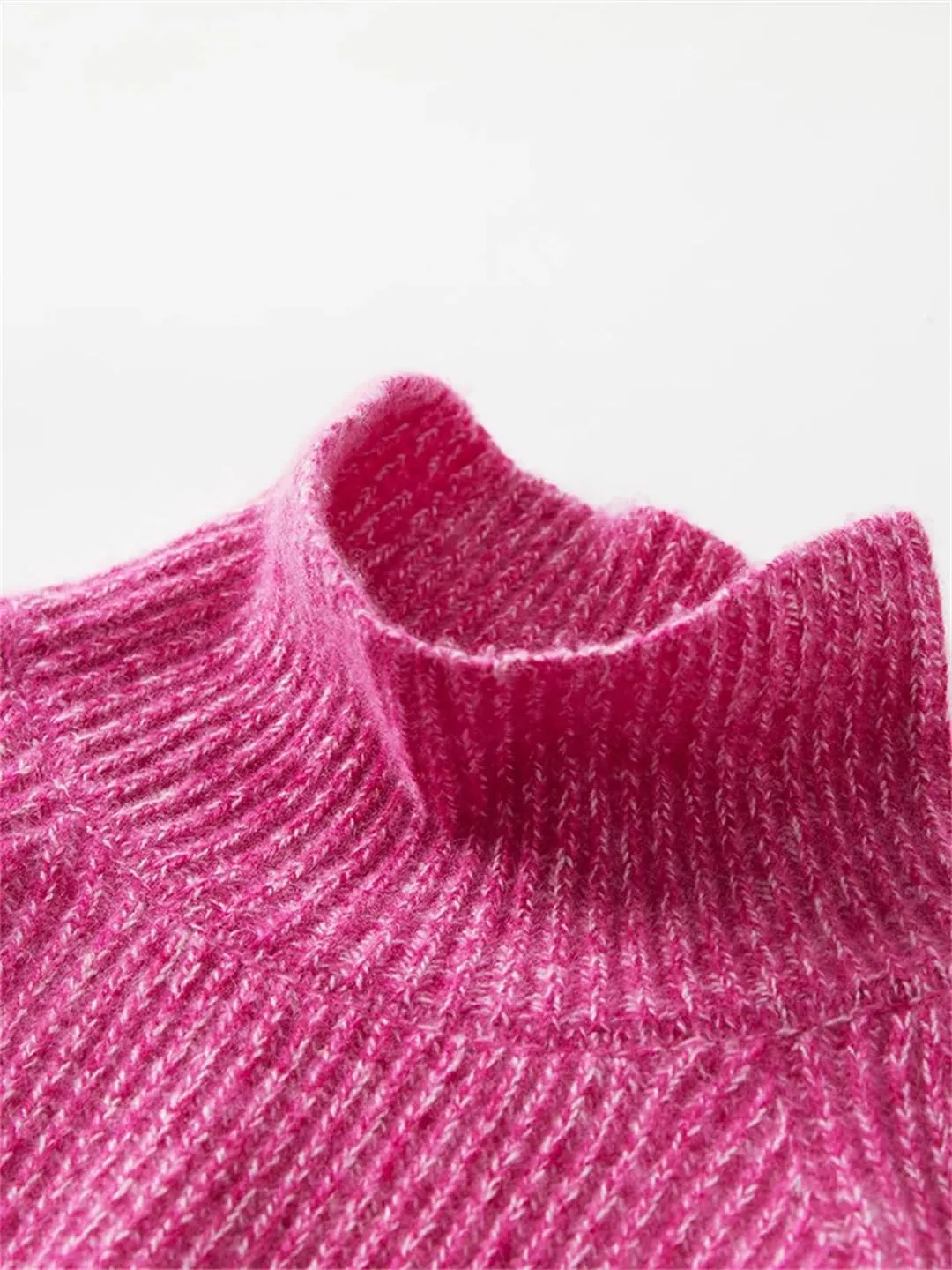 Women Wool Knit Sweater Turtleneck Pullover Oversize Jumpers Loose Simple Style Knitwear