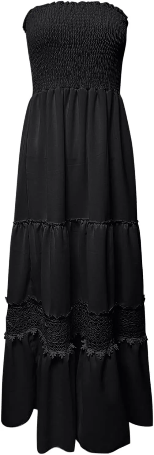 Women's 2025 Summer Dress Off Shoulder Sleeveless Wedding Guest Dresses Casual A Line Flowy Long Maxi Sundress