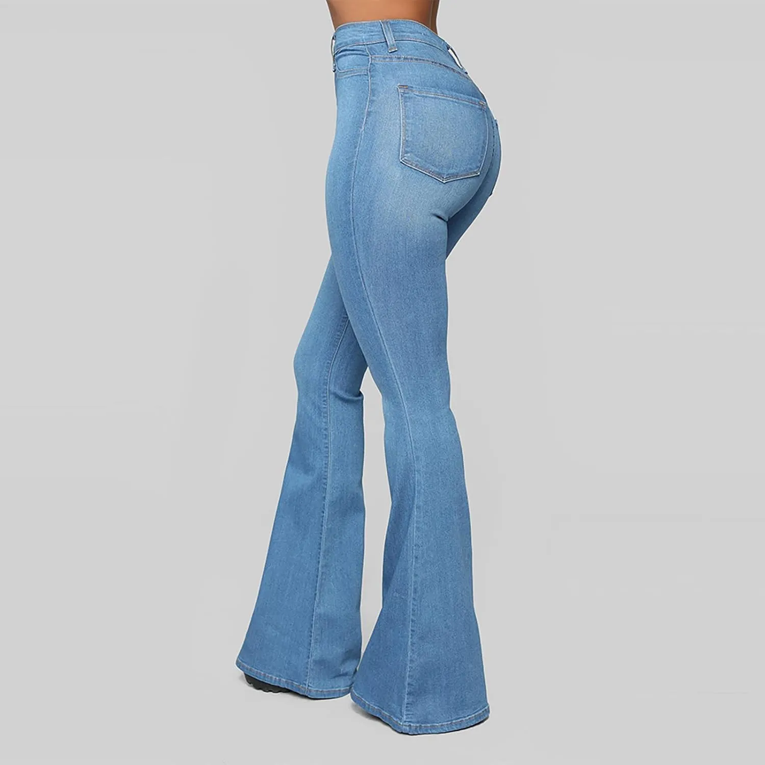 Womens Bootcut Bell Bottom Jeans High Waisted Flare Jeans Stretch Slimming Wide Leg Bell Bottoms Denim Pants