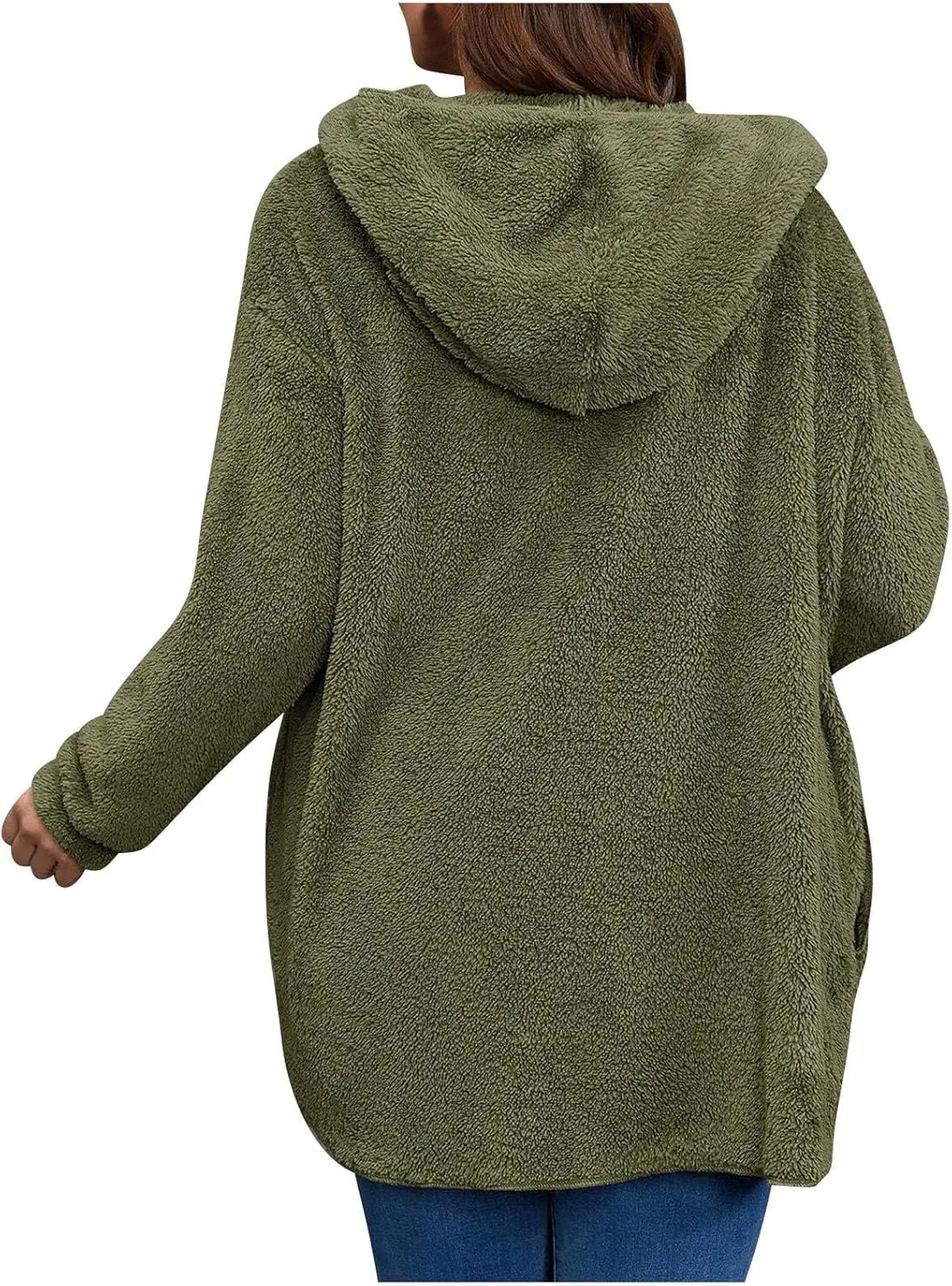 Womens Cardigan Hoodies Winter Oversized Open Front Fuzzy Fleece Hooded Jacket Warm Teddy Coat 2024 Fashion