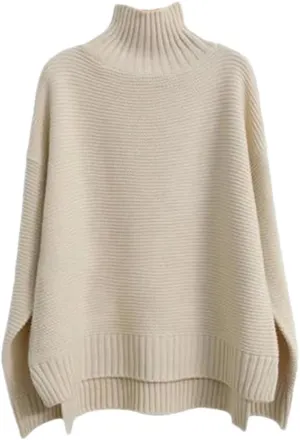 Women's Cashmere Sweater, Loose Sweater, Thick Turtleneck, Plus Size Jumpers