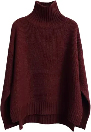 Women's Cashmere Sweater, Loose Sweater, Thick Turtleneck, Plus Size Jumpers