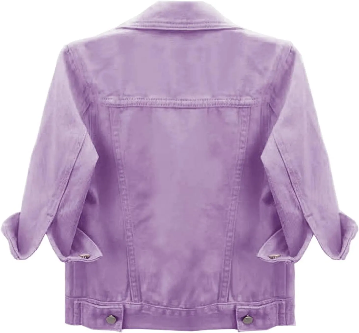 Womens Cropped Denim Jacket 3/4 Sleeve Short Jean Jacket Button Down Retro Jackets Lightweight Trucker Coat