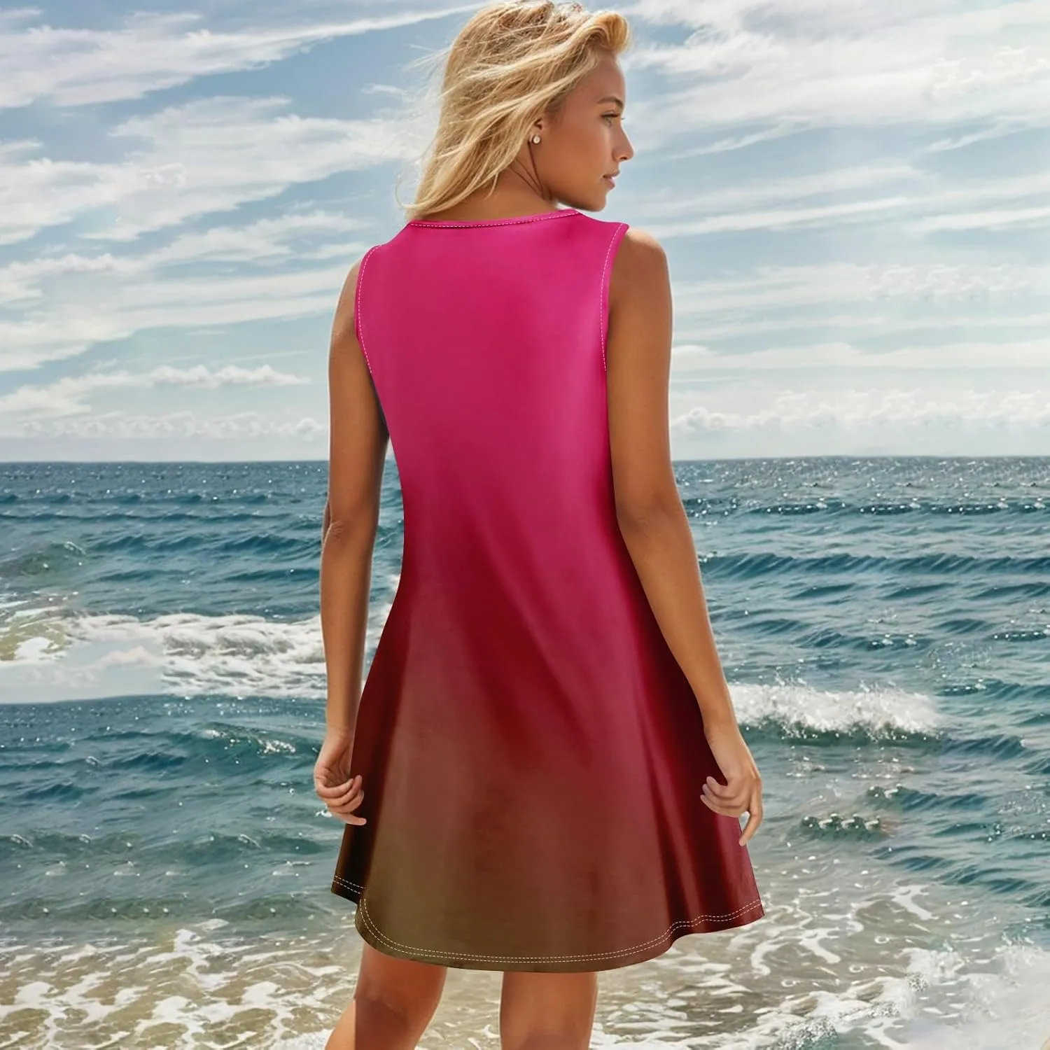 Womens Dresses Casual Plus Size Summer Clothes Tank Dress Mini Dress Button Down V Neck Sleeveless Sundress