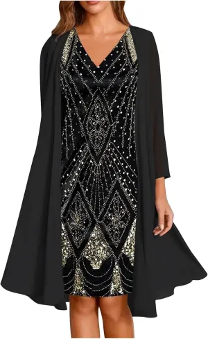 Women's Dresses Elegant Printed V-Neck Sleeveless Dress Cocktail Evening Prom Party Dresses Maxi, M-3XL